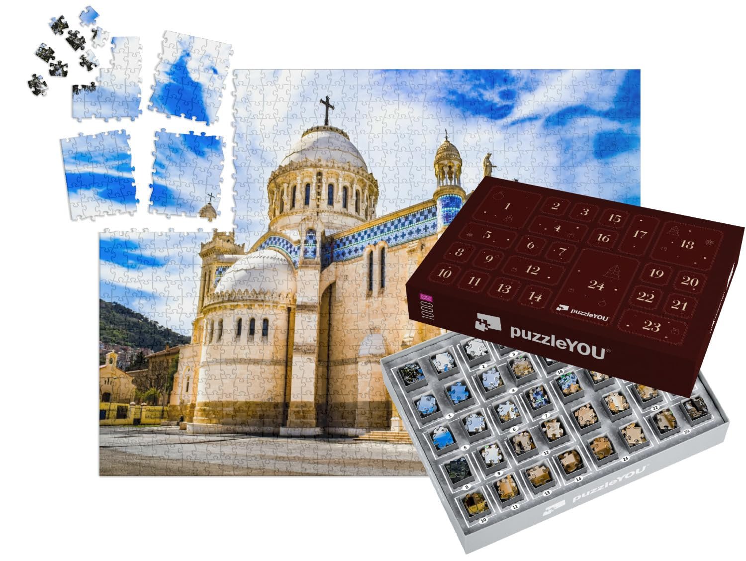 puzzleYOU: Puzzle-Adventskalender | „Kathedrale Notre Dame d'Afrique in Algier, Algerien“ – aus der Puzzle-Kollektion Algerien - Image 1