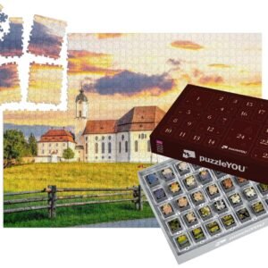 puzzleYOU: Puzzle-Adventskalender | „Wieskirche in Steingaden, Bayern, Deutschland“ – aus der Puzzle-Kollektion Allgäu - Image 1