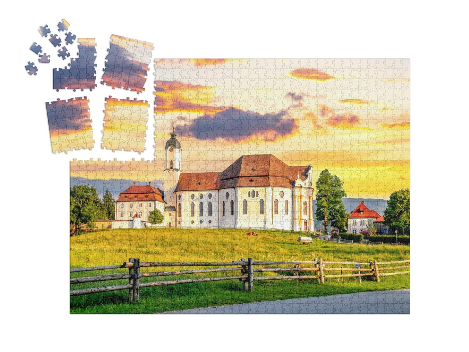 puzzleYOU: Puzzle-Adventskalender | „Wieskirche in Steingaden, Bayern, Deutschland“ – aus der Puzzle-Kollektion Allgäu - Image 2