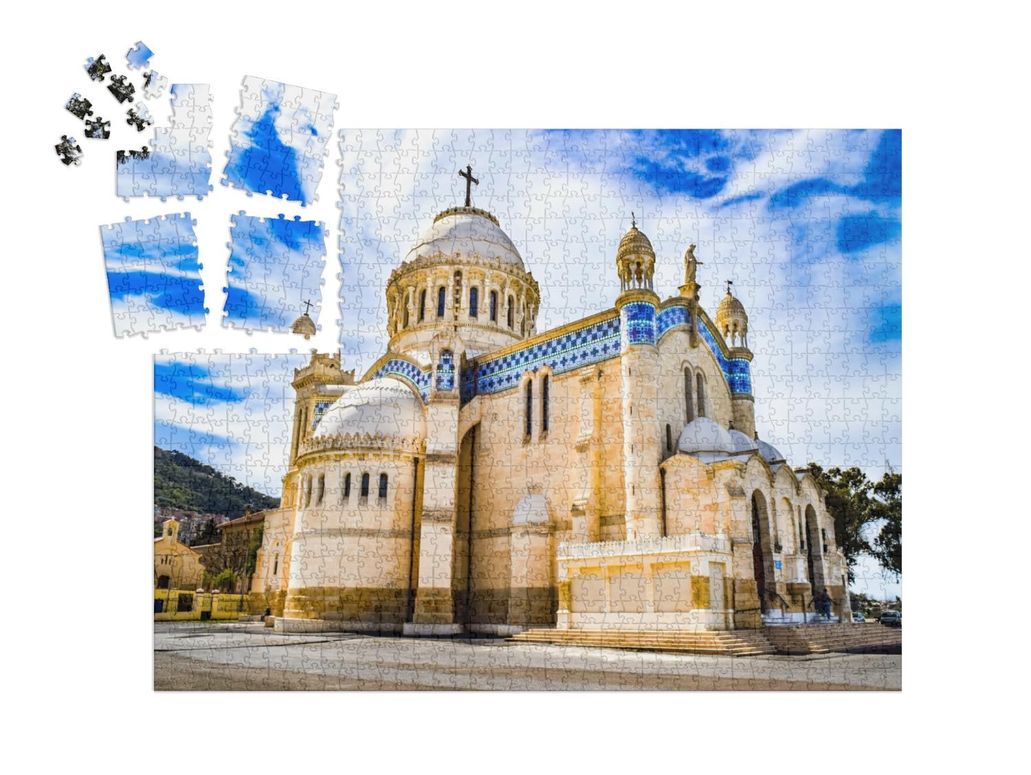 puzzleYOU: SMART Sorted® | Puzzle 1000 Teile leicht gemacht „Kathedrale Notre Dame d'Afrique in Algier, Algerien“ – aus der Puzzle-Kollektion Algerien - Image 2