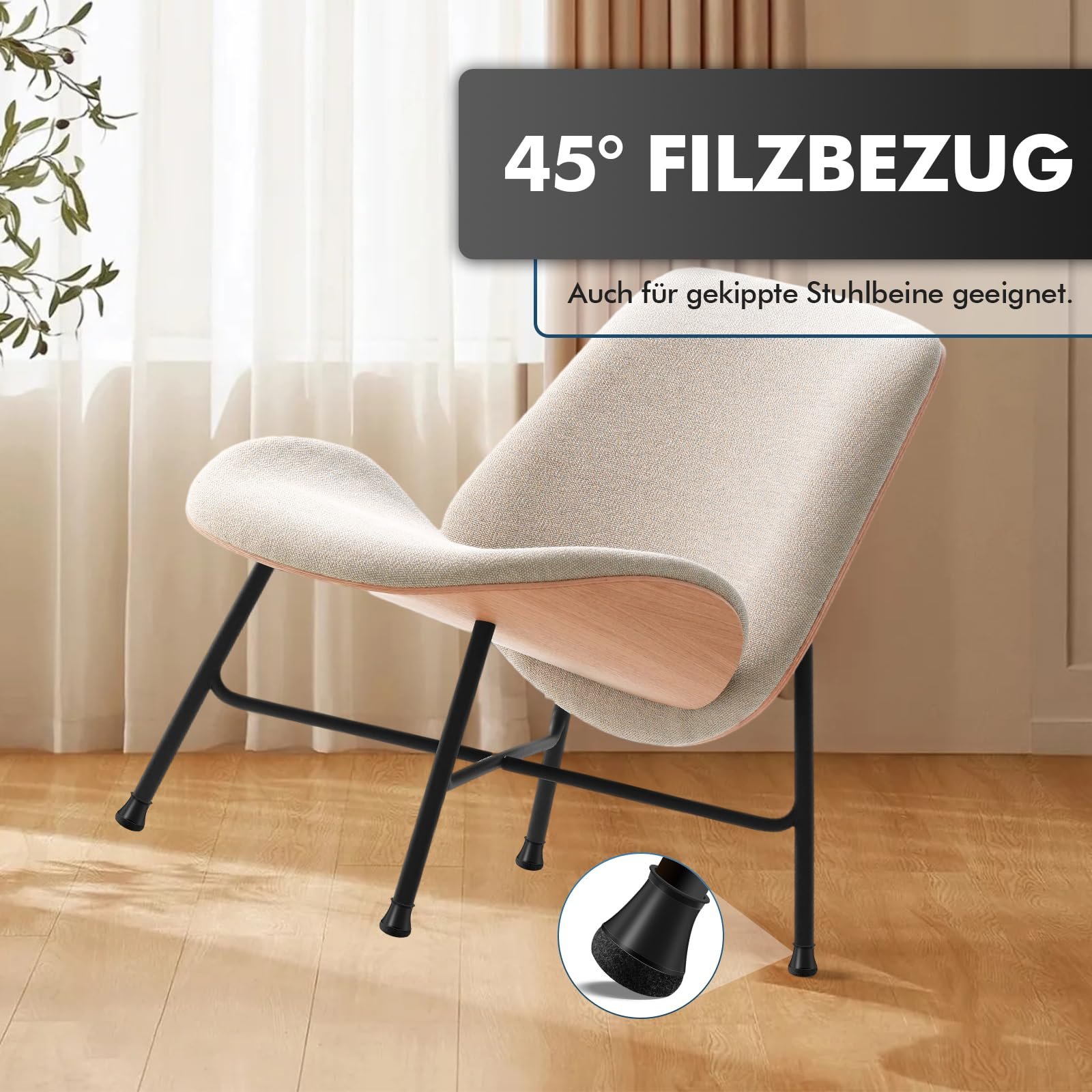 shinfly Stuhlbeinkappen Rund 24 Stück, Schutzkappen für Stuhlbeine, Silikon Stuhlbeinschoner für Stühle & Bodenschutz, Filzgleiter für Schräge Stuhlbeine, Geräuscharm【Schwarz Fit:14-20mm】 - Image 3